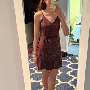 H&M wrap dress XS maroon dots